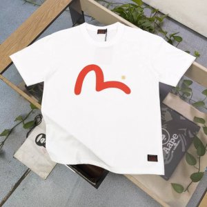 上新 款号：F658 2025新款Evisu福神大海鸥图案家花Logo印花休闲情侣圆领短袖T恤，经典永远不会过时、人手必备款，230G纯棉精梳棉不起球不起毛，上