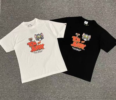 00174款A Bathing Ape X Tom And Jerry 联名款 猫和老鼠卡通印花短袖 男女同款 码数Smlxlxxl 黑色白色