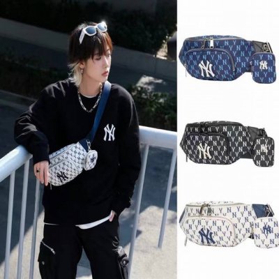 上新 原单品质高版本 韩国Mlb专柜新款Ny洋基队满版提花Logo老花系列二合一腰包胸包！！腰包，胸包的2合1。 男女同款！客供高端五金，光泽亮丽，以及包身走线