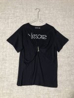 versace 范思哲 女士新品别针饰扭结字母印花短袖抓褶T恤上衣Smlxl