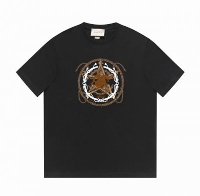 gucci古驰24Ss夏季系列 G家手绘绳索&复古星星骑士Logo -采用双纱纯棉250G 面料颜色定制定染 不缩水不退色 手感舒服 质感超强全套辅料.潮男潮女