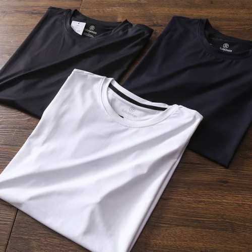 严选好货！Lululemon新款男士圆领短袖T恤！ 经典时尚款，客供冰丝速干弹力棉面料，凉爽亲肤，舒适透气！精美小标Logo印花，定织螺纹领口，领里压条，做工细