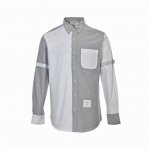 本地自取: 290 thom Browne/汤姆布朗 白色灰色撞色设计双袖标设计撞色衬衫 面料采用定制牛津纺面料 100%纯棉 红白蓝织带正品定制工艺制作 进口