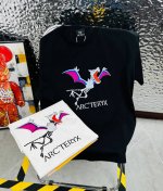 Arc‘Teryx 始祖鸟25夏季新款印花休闲宽松情侣款 短袖T恤D1015 细节:版本一比一复刻，吊牌 领标 水洗。 面料：采用40织双纱320克面料，原版1