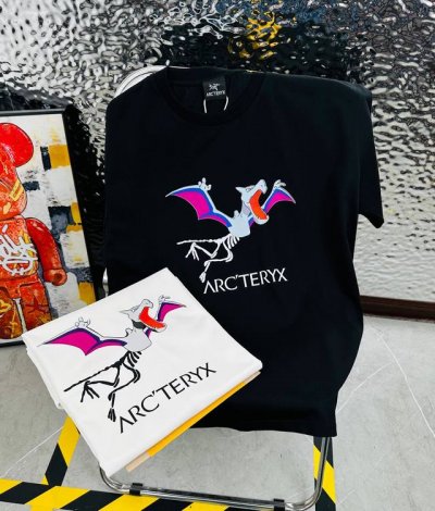 Arc‘Teryx 始祖鸟25夏季新款印花休闲宽松情侣款 短袖T恤D1015 细节:版本一比一复刻，吊牌 领标 水洗。 面料：采用40织双纱320克面料，原版1