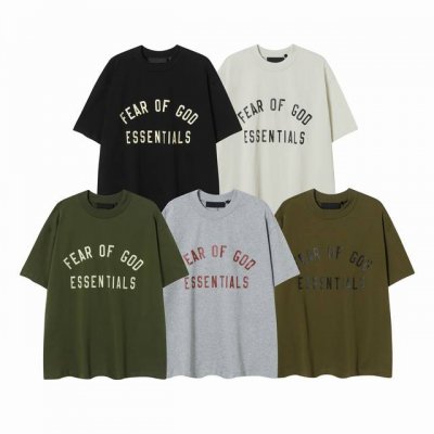 Fear Of God Fog复线 #F32 Essentials 字母Logo短袖 颜色：象牙白 黑 橄榄绿 常青绿 深麦灰 尺码：S~Xl