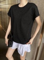 70685# 小香烫钻开衩T恤 上新Chane* 25Ss新款T恤 双C图案烫钻面料 时尚百搭 两色 颜色 黑色 白色 码数 Sml