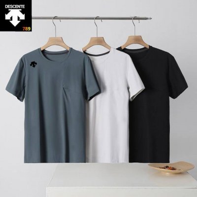 descente 迪桑特男士训练速干运动圆领短袖T桖Ns 颜色 灰白色 墨绿色 黑色 尺码 M-4Xl 面料:79%锦纶 21%氨纶