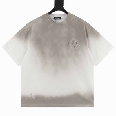 chromehearts 克罗心 25Ss 马蹄贴布刺绣烧花水洗破洞短袖T恤 秀场私人订制系列 整衣做旧激光烧花定制300克双纱面料 美式酸洗做旧原身布激光烧花