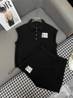 Dio* 25Ss新款无袖上衣短裤裙套装 字母毛巾绣花装饰 休闲款 两色三码Smla807