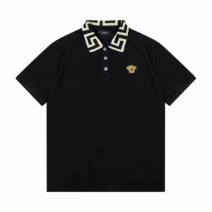 Versace 范思哲 老人头 Logo刺绣 拼色 拼接 polo衫 升级，灵感源自八十年代复古 原版面料 官方同款 定制 同缸染面料 手感非常舒服 春夏最新砖