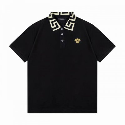 Versace 范思哲 老人头 Logo刺绣 拼色 拼接 polo衫 升级，灵感源自八十年代复古 原版面料 官方同款 定制 同缸染面料 手感非常舒服 春夏最新砖