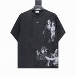 高版本Off-White 宗教圣母油画印花水洗做旧短袖！重回油画主题，对经典的致敬！采用定制 克重磅环保面料，两次水洗预缩定型，经典Os版型，,大落肩，微廓形，