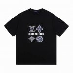 上新 高版本 louis Vuitton路易威登三花字母硅胶烫短袖 最高版本 定制面料 克100%双纱棉 植绒满压字母硅胶工艺设计 辅料 开模原版过鉴定领标10