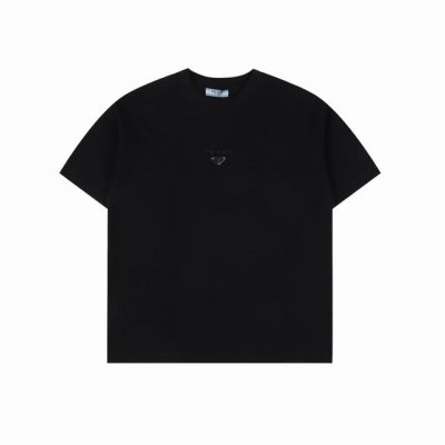 prada 普拉达 25Ss 胸前镶嵌金属三角标及Logo压花短袖T恤 面料采用高克重260G重精梳棉，定制1:1螺纹，面料舒适亲肤无异感， 制定染面料，纺织密