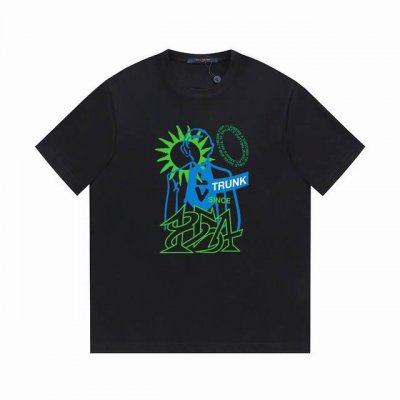 Lv24春夏系列 Louis Vuitton品牌趣味人物形象Logo -采用双纱纯棉250G 还原Lv经典反袖做法 三标齐全 面料颜色定制定染 不缩水不退色 手