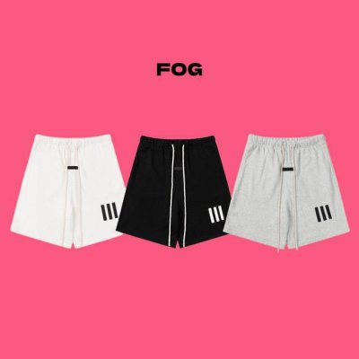 fear Of God Fog Essentials X Adidas 联名款三道杠Logo 印花抽绳毛圈休闲短裤 color 黑色 白色 灰色 size S