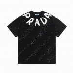 Prada 普拉达 2025新款 七彩繁星字母字母Logo 男女同款 短袖T恤 定制320克 ％双纱纯棉面料 定染32支双股螺纹 领标吊牌主唛三标齐全 颜色：黑