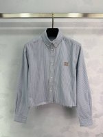 Miu 25夏季新款 条纹翻领衬衫短裤 Miu系少女穿搭 知性分子学院风蓝条纹衬衫搭配小短裤 一套上身可甜可盐少女风 甜酷兼备减龄穿搭 不挑人短款版型上身巨显瘦