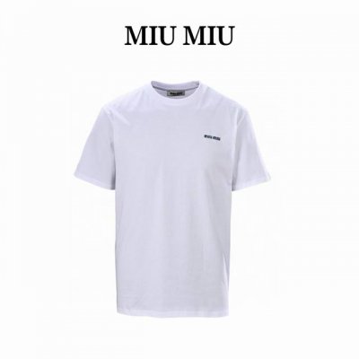 Miu Miu缪缪Mm 基础小标刺绣短袖T恤 正品3889购入开发，采用40支米兰精疏棉双纱200克面料，领口1*1索罗纳螺纹，胸前进口刺绣，面料酵洗，定制辅料