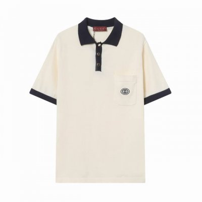 z226# 高品质 Gucci 古驰口袋刺绣小标针织polo短袖 一款男女都非常合适人手必备款 吊牌 领标 水洗麦三标齐全 高端版本！ 颜色:图片色 码数:Xs