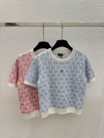 ch家 早春新款 圆领穿珠针织短袖 颜色：粉色 蓝色 尺码：36.38.40