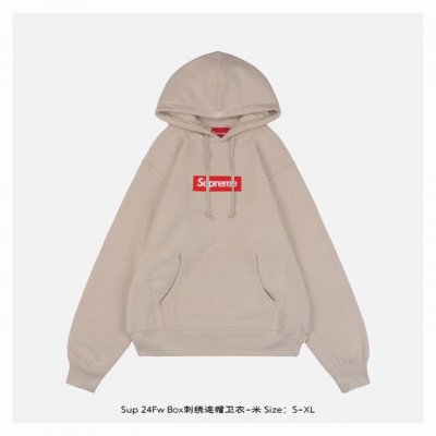本地自取：360 supreme 24Fw Box刺绣连帽卫衣-米 面料460克 高克重，面布质感强，韧性好，衣服收针处都有打套结，这个可以起到加固久穿不变形的