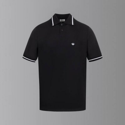 采用定制色织面料330克重正品珠地面料 Dior小蜜蜂刺绣珠地polo衫 颜色：图片色 尺码：S-Xl -辅料：三标齐 标配Zp字母防尘袋