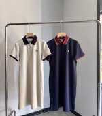 0566 Hazzys哈吉斯奥莱针织连衣裙女2025新款时尚通勤裙子撞色polo裙潮 颜色：灰色 藏青色 尺码:160 165
