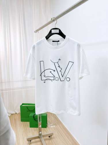 Lv路易威登大标Logo立体植绒发泡印花圆领短袖 情侣同款 全套包装 三标齐全 区别市场通货 随意对比 纯棉280克高克重32支双纱 不起球 不褪色 舒适透气