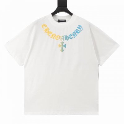 Chrome Hearts 克罗心Ch 渐变发泡项链印花短袖T恤 面料采用280克重精梳棉，定制32支1*1螺纹，成衣两遍水洗处理，面料舒适亲肤无异感，定制定染