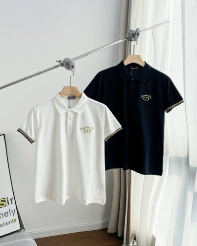 顶级复刻 dior 迪奥2025Ss夏季新款刺绣Cd翻领polo衫T恤 原版面料高版本高品质 网红明星同款 50支双精梳丝光棉小蜂窝朱地定制面料 3M无缝胸前万
