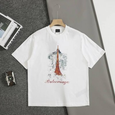 上新 顶级复刻版本 巴黎世家2025 Ss 日本东京铁塔限定款前后片直喷印花水洗重磅300克做旧短袖T恤 本市场No.1的质量 真正天花板品质 全部原版开发注意