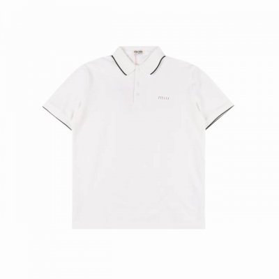 miumiu 缪缪 25Ss 胸口Logo撞色压胶短袖Polo衫 客供精仿棉打造珠地材质面料，质感柔软细腻爽滑，舒适透气凉爽， 且久穿久洗不褪色不变形。进口田岛