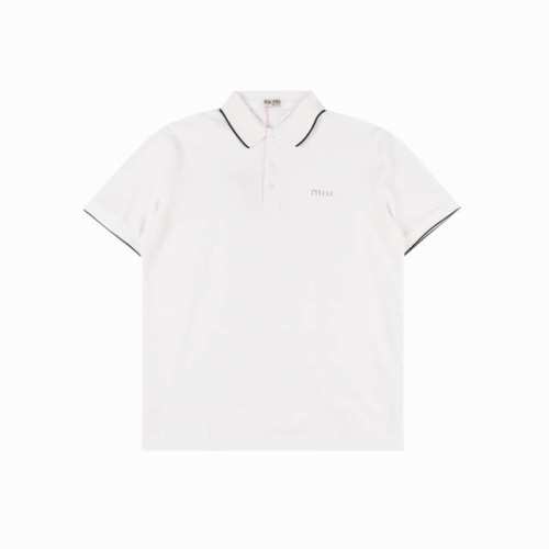 miumiu 缪缪 25Ss 胸口Logo撞色压胶短袖Polo衫 客供精仿棉打造珠地材质面料，质感柔软细腻爽滑，舒适透气凉爽， 且久穿久洗不褪色不变形。进口田岛