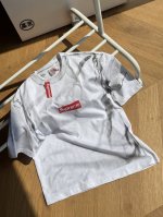 供120 Supreme X Mm6 Maison Margiela 联名款 Ss24 Week7 Box Logo Tee 解构假两件方框徽标短袖T恤男女同款