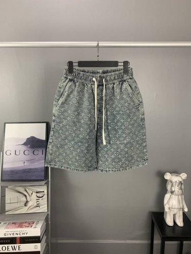 Louis Vuitton路易威登 Lv 扎染满印Ss24夏季新款 Sottfrunk系列牛仔短裤 老花满印Logo 高品质丹宁牛仔面料 洗水做旧 男女同款 面