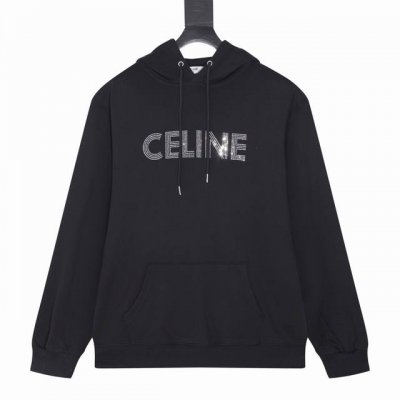款号Y808 Celine 23Ss 烫钻字母 连帽卫衣 专柜同步上新 订制水洗标 可参照正品 430克大毛圈面料 全套辅料齐全 纹理清晰可见，定制面料，色调明
