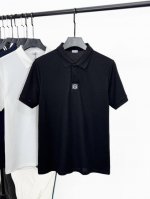 新品 Loewe罗意威25Ss春夏新款顶级网眼珠地棉布基础翻领短Tee 男士经典马蹄扣条纹提花翻领商务休闲短袖polo衫 贸易公司渠道稀出 同步官网发售 代购价
