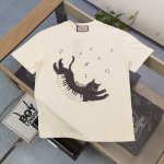 款号 Kc340 高版本 2025新款Gucci古驰钢琴键猫咪图案Logo印花休闲情侣短袖T恤 独一无二的活性环保面料染色 32支双纱精梳纯棉爽滑手感 纯棉不起