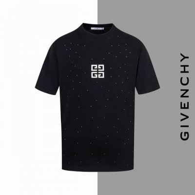 款号#Z54 纪梵希小标烧花烫钻圆领短袖 Givenchy官网一致款式 面料：32支双纱280克纯棉面料 同缸同色织染螺纹 颜色一致 工艺：进口机器满奥钻烧花硅