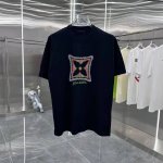 LV 2025春夏新款短袖T恤 陶瓷烫钻工艺 男女同款宽松版 S M L Xl Xxl 五个码 黑色 白色