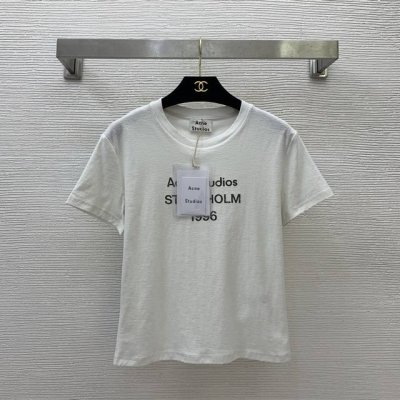 款号D25032069 Acnestud*Ios新款高端定制面料、字母Logo做旧印花简约时尚百搭Pt恤P！白色、黑色、 M码：肩宽42，胸围90，袖长16，衣