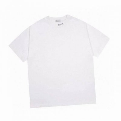 160 迪奥/Dior 夏季新款 领口后背字母刺绣圆领短袖T恤，高端品质采用定织定染高克重面料，洗水完高达280G纯棉面料，螺纹增加到2.7不变形，宽松Over
