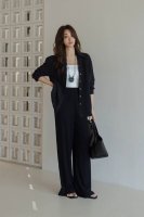 套装 黑白色两色重磅100%亚麻拼蕾丝套装两件套 2025新款春款法式高级气质翻领休闲两件套SMLXL
