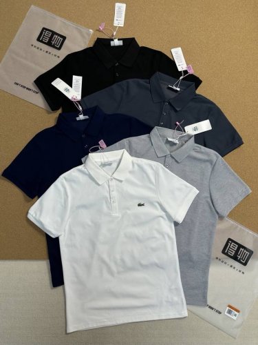 法国鳄鱼Lacoste男女同款25Ss经典品牌Logo 纯色时尚百搭休闲短袖户外运动休闲通勤polo衫 颜色 黑色 藏青 深灰 浅灰 白色 尺码 S-2Xl 一