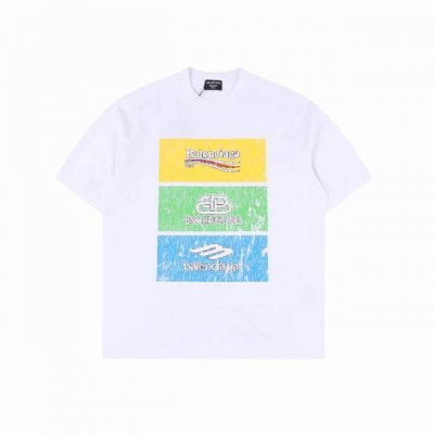 balenciaga 巴黎世家 24Ss 方块3标印花短袖 标准数码直喷印花技术 纯棉柔软面料 对色定染面料 超精细平网印花工艺 潮流感十足 定染纯棉面料 Os