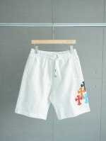 Chrome Hearts 克罗心 25S S 彩色多十字架皮标棉质短裤五分裤 货号：181 颜色：白色 尺码：M L Xl Xxl 尺寸推荐：M码适合120斤