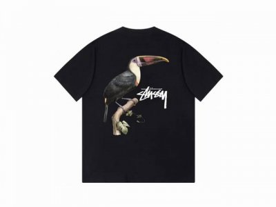款号Hn778 高品质版本，区别通货 斯图西Stussy Toucan Tee 巨嘴鸟罗纹领短袖T恤 男女同款 -面料精选32支230克双纱面料 手感柔软舒适
