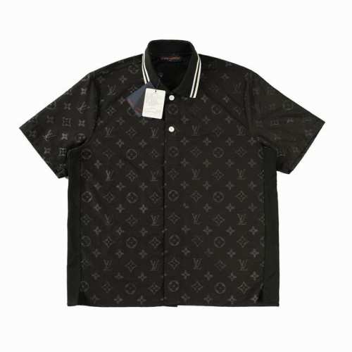 顶级复刻版本 louis Vuitton Lv路易威登 新款暗纹撞色领提花Logo翻领休闲衬衫短袖 套装 面料: 280克重磅纯棉 随意对比 louis Vui